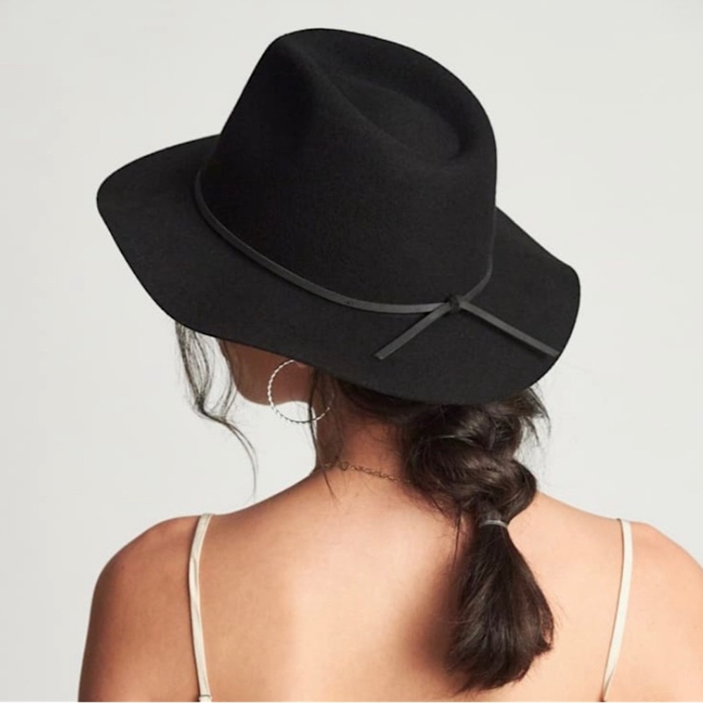 BRIXTON THE WESLEY WOOL FELT FEDORA HAT LEATHER BAND WESTERN UNISEX Black L